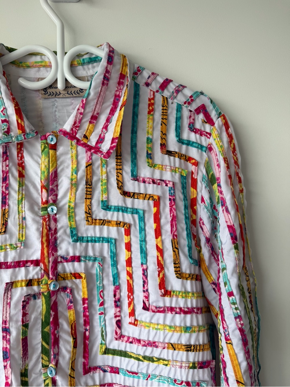 New Direction Multicolor Patch Zigzag Quilted Jacket Blazer XL Women’s